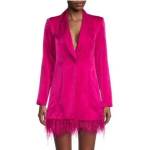 Aidan Mattox Vibrant Pink Feathered Mini Dress